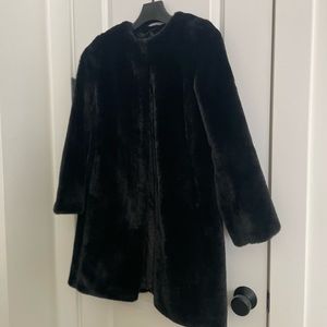 NWT Banana Republic Black Faux Fur Coat